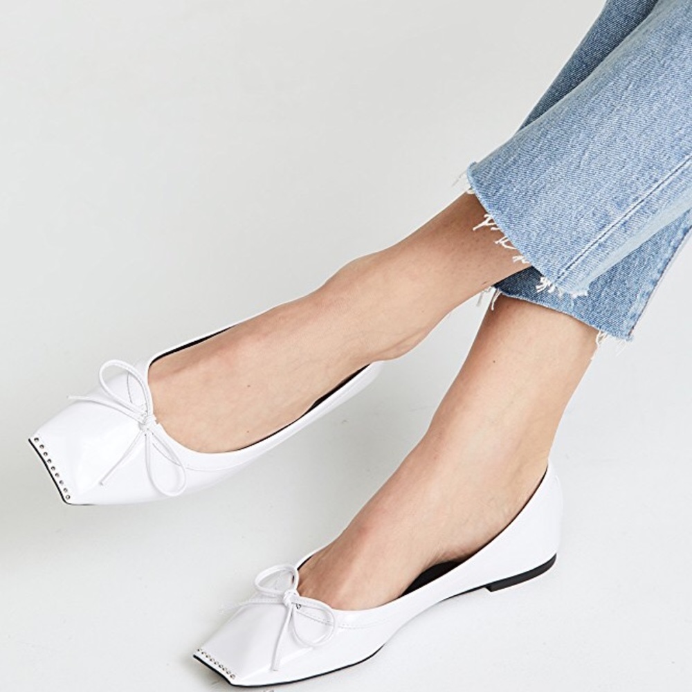 Jeffrey Campbell Square Toe White Flats